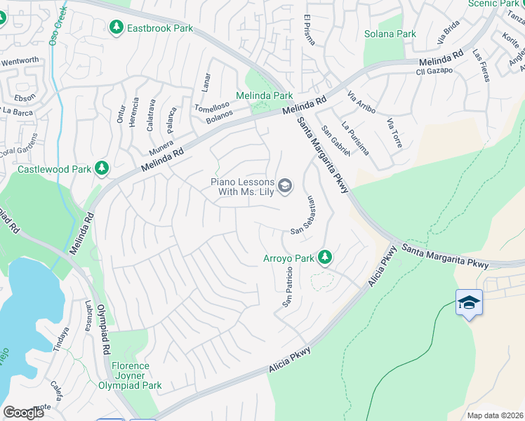map of restaurants, bars, coffee shops, grocery stores, and more near 22187 Westcliff in Mission Viejo
