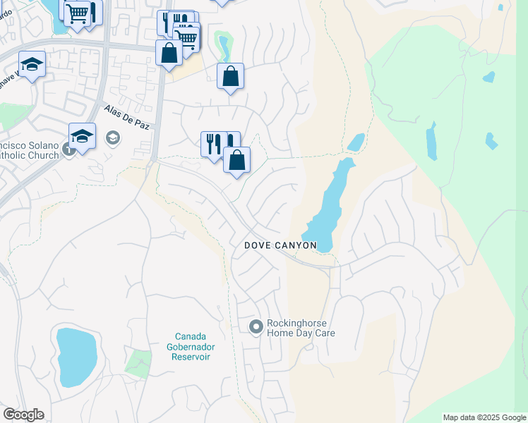 map of restaurants, bars, coffee shops, grocery stores, and more near 40 Highpoint in Rancho Santa Margarita