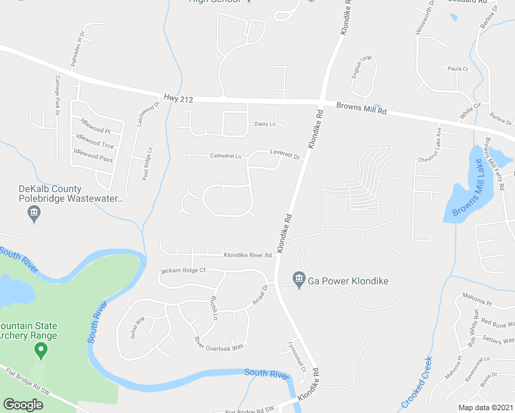 map of restaurants, bars, coffee shops, grocery stores, and more near 6258 Leverett Drive in Lithonia