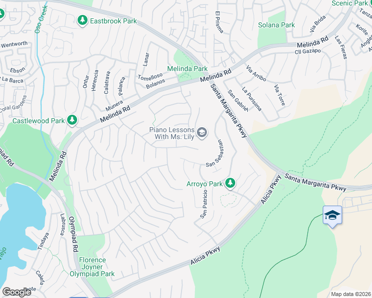 map of restaurants, bars, coffee shops, grocery stores, and more near 22187 Westcliff in Mission Viejo