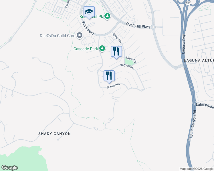 map of restaurants, bars, coffee shops, grocery stores, and more near 19 Momento in Irvine