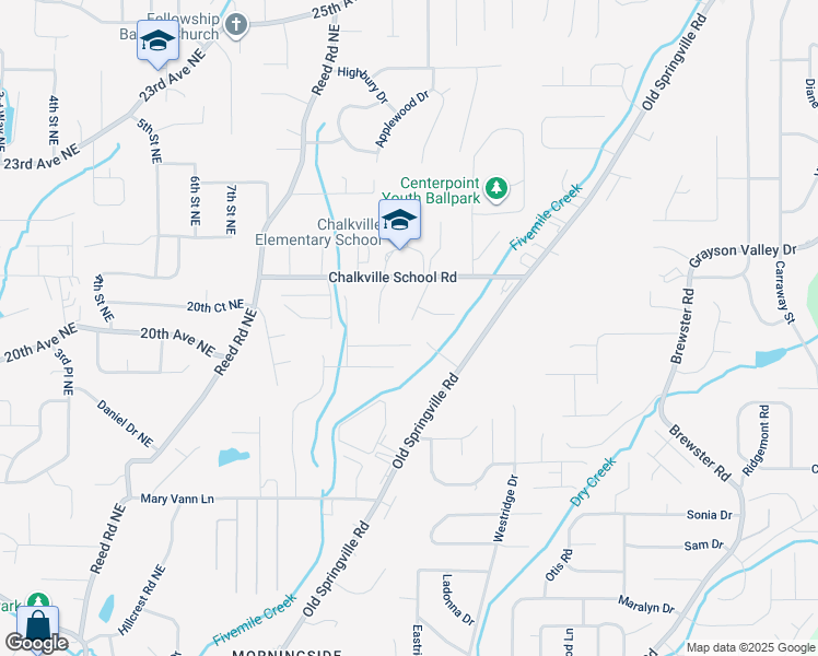 map of restaurants, bars, coffee shops, grocery stores, and more near 2101 Merry Drive Northeast in Birmingham