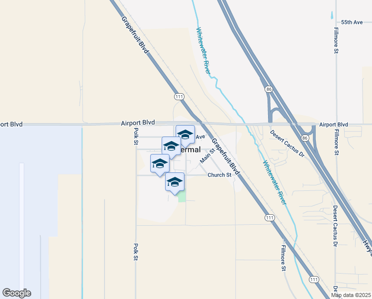 map of restaurants, bars, coffee shops, grocery stores, and more near 2 Fillmore Drive in Thermal