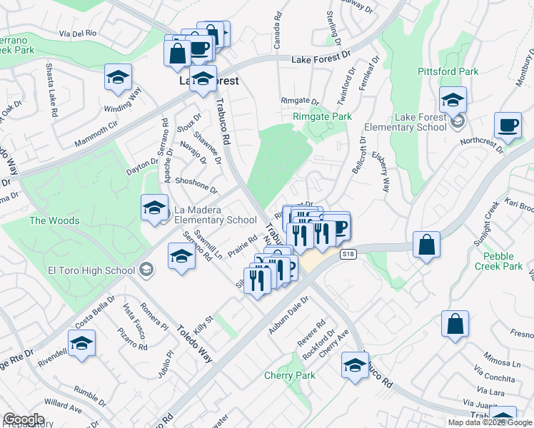 map of restaurants, bars, coffee shops, grocery stores, and more near in Lake Forest