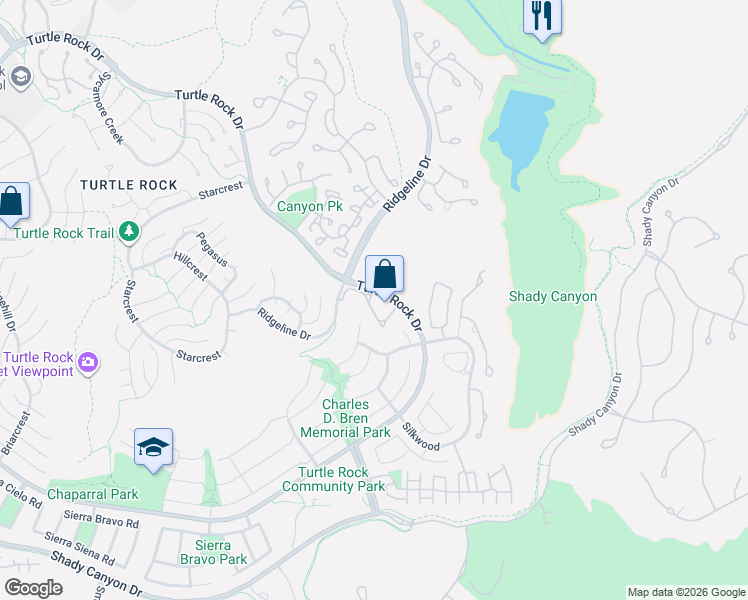 map of restaurants, bars, coffee shops, grocery stores, and more near 14 Highland View in Irvine