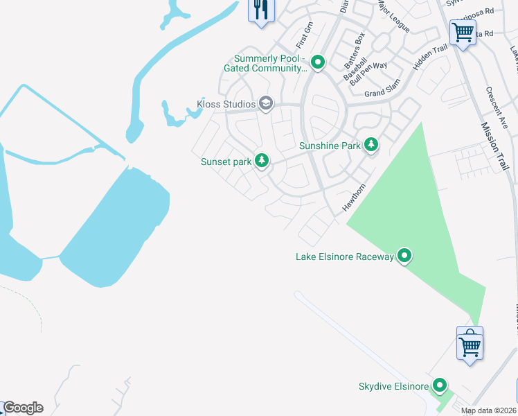 map of restaurants, bars, coffee shops, grocery stores, and more near 29131 Brittbush in Lake Elsinore