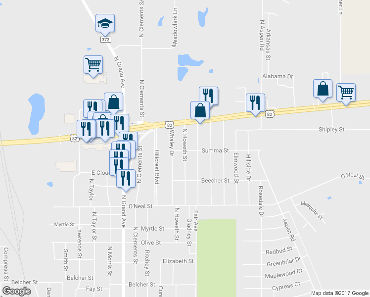map of restaurants, bars, coffee shops, grocery stores, and more near 1302 North Howeth Street in Gainesville
