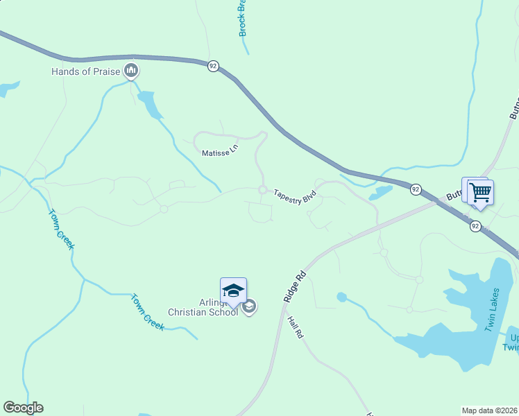 map of restaurants, bars, coffee shops, grocery stores, and more near 950 Botanica Way in Fairburn