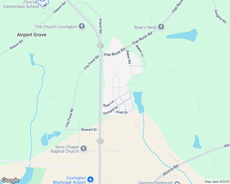 map of restaurants, bars, coffee shops, grocery stores, and more near 100 Orchard Lane in Covington