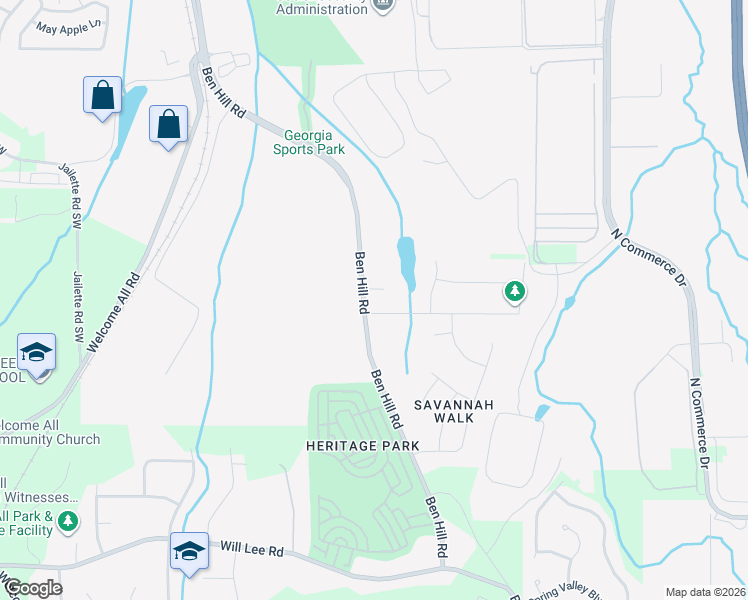 map of restaurants, bars, coffee shops, grocery stores, and more near 4210 Ben Hill Road in College Park