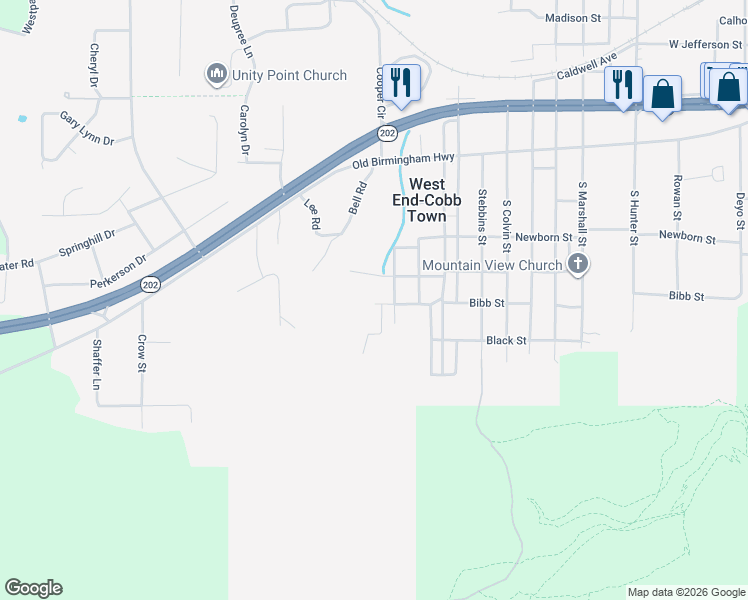 map of restaurants, bars, coffee shops, grocery stores, and more near 3241 Gaines Street in Anniston
