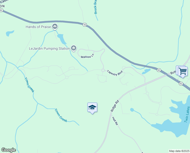 map of restaurants, bars, coffee shops, grocery stores, and more near 980 Botanica Way in Fairburn