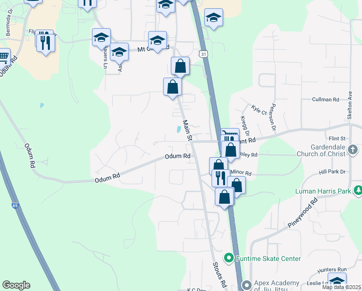 map of restaurants, bars, coffee shops, grocery stores, and more near 213 Rodgers Rd in Gardendale