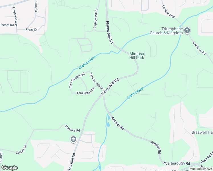 map of restaurants, bars, coffee shops, grocery stores, and more near 5083 Flakes Mill Road in Ellenwood