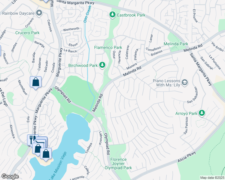 map of restaurants, bars, coffee shops, grocery stores, and more near 22152 Wayside in Mission Viejo