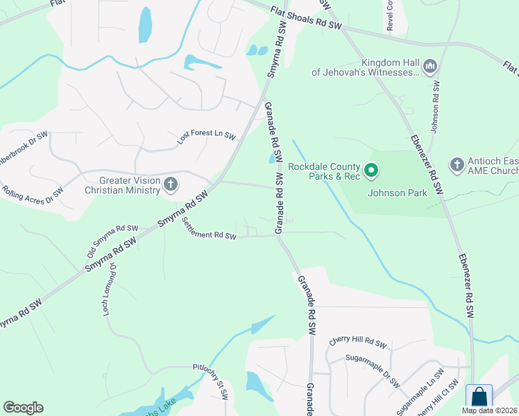 map of restaurants, bars, coffee shops, grocery stores, and more near 1861 Granade Road Southwest in Conyers