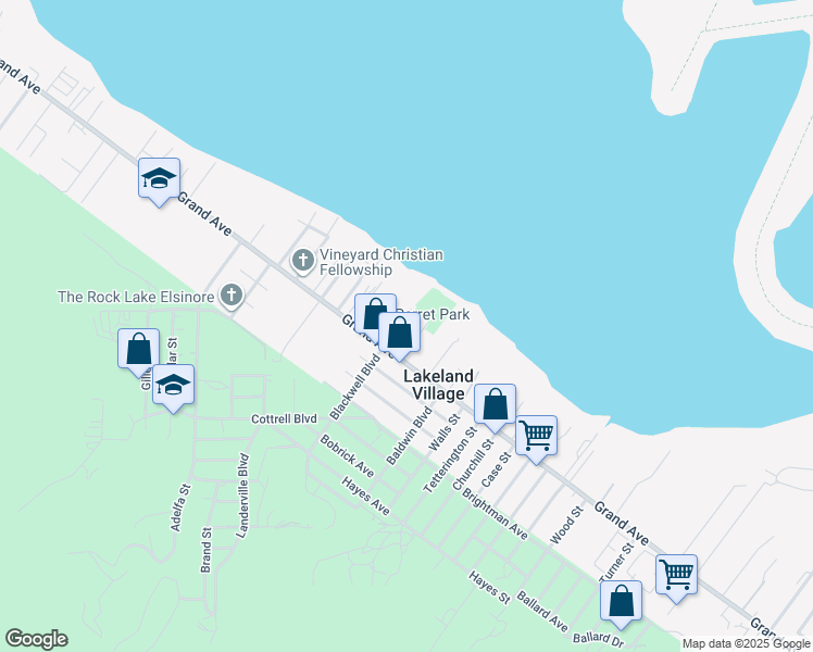 map of restaurants, bars, coffee shops, grocery stores, and more near 32956 Blackwell Boulevard in Lake Elsinore