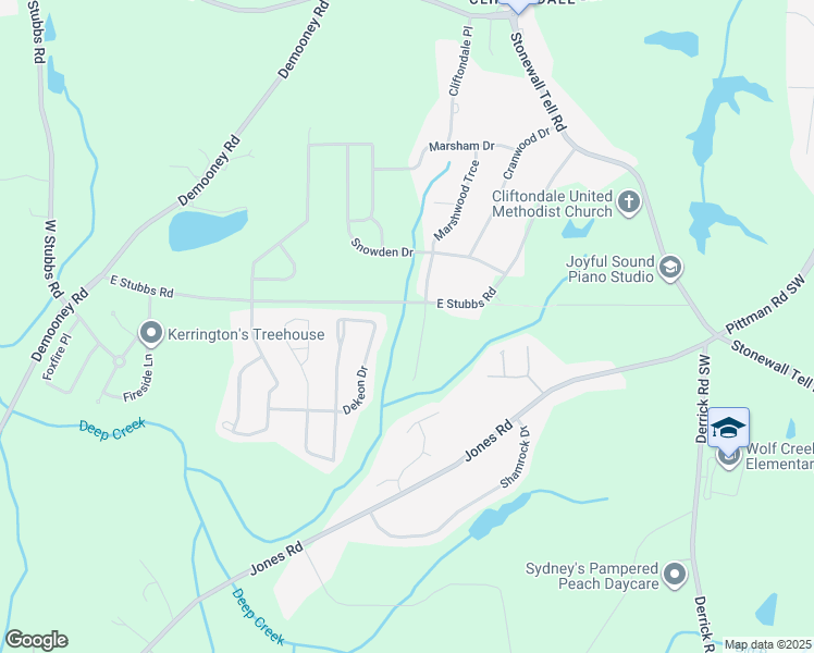 map of restaurants, bars, coffee shops, grocery stores, and more near 4165 Post Oak Grove in Atlanta