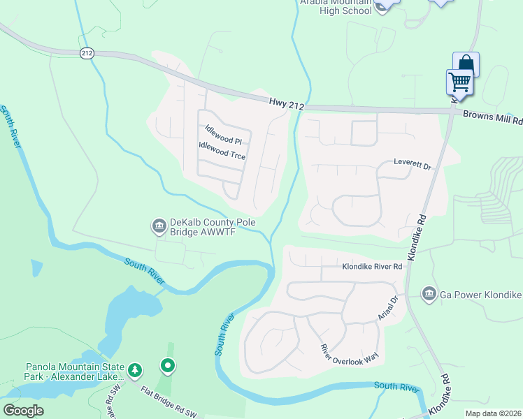 map of restaurants, bars, coffee shops, grocery stores, and more near 4646 Latchwood Drive in Stonecrest