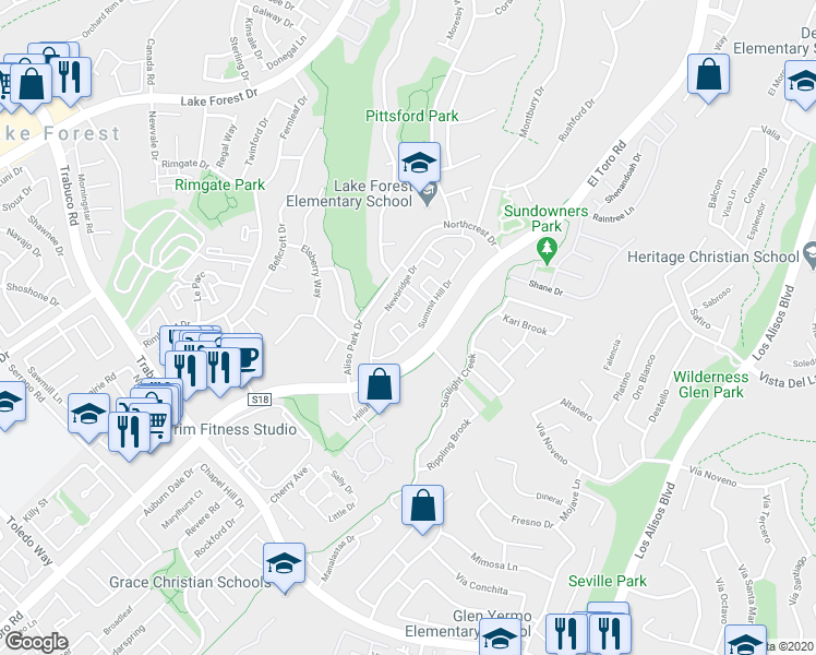 map of restaurants, bars, coffee shops, grocery stores, and more near 26314 West Grove Circle in Lake Forest