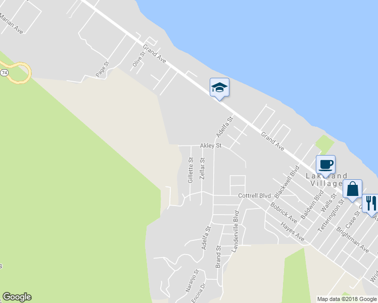 map of restaurants, bars, coffee shops, grocery stores, and more near 33133 Gillette Street in Lake Elsinore
