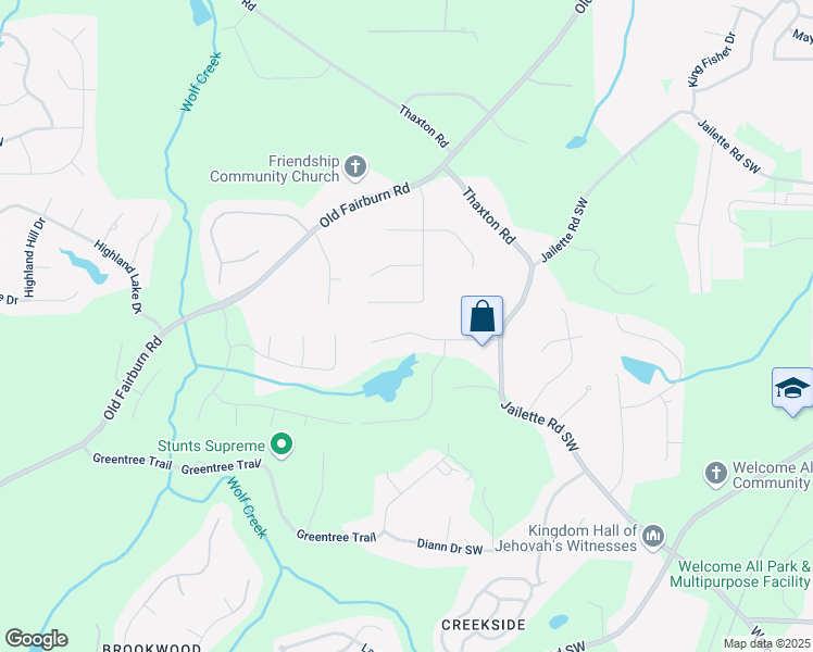 map of restaurants, bars, coffee shops, grocery stores, and more near 4675 Jailette Trace in College Park