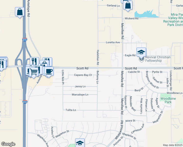 map of restaurants, bars, coffee shops, grocery stores, and more near 28660 Capano Bay Court in Menifee