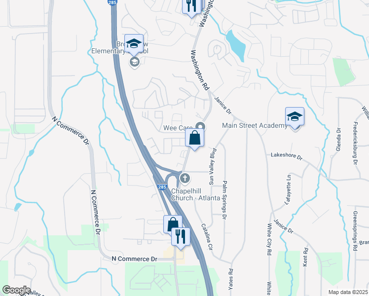 map of restaurants, bars, coffee shops, grocery stores, and more near 4474 Highwood Park Drive in Atlanta