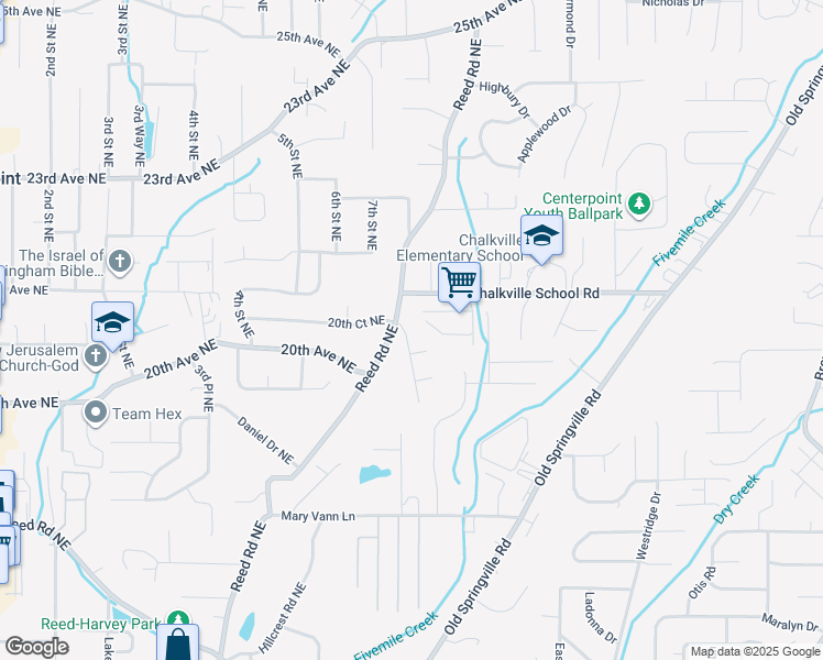 map of restaurants, bars, coffee shops, grocery stores, and more near 608 20th Court Northeast in Center Point