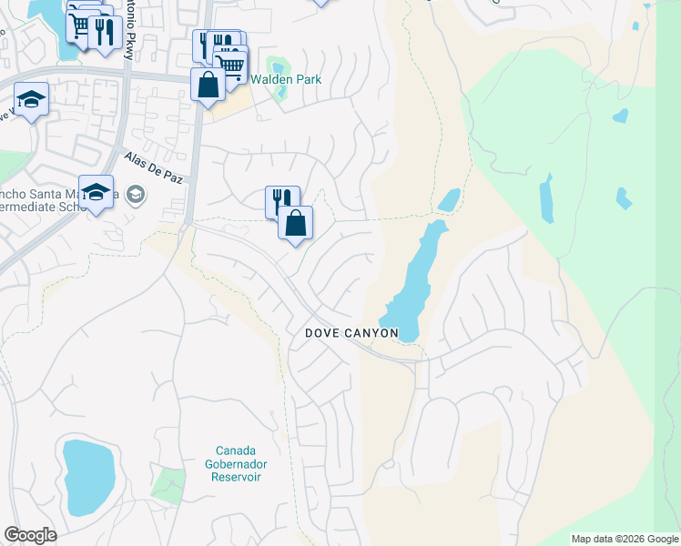 map of restaurants, bars, coffee shops, grocery stores, and more near 30 Highpoint in Rancho Santa Margarita