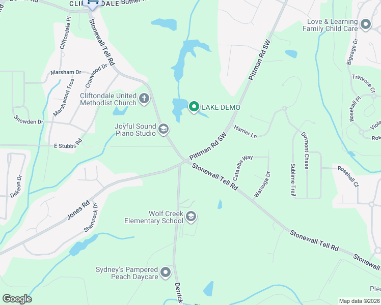 map of restaurants, bars, coffee shops, grocery stores, and more near 4225 Stonewall Tell Road in College Park