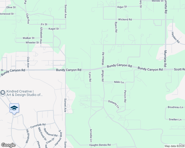 map of restaurants, bars, coffee shops, grocery stores, and more near 25371 Bundy Canyon Road in Menifee
