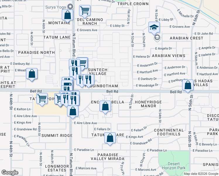 map of restaurants, bars, coffee shops, grocery stores, and more near in Phoenix