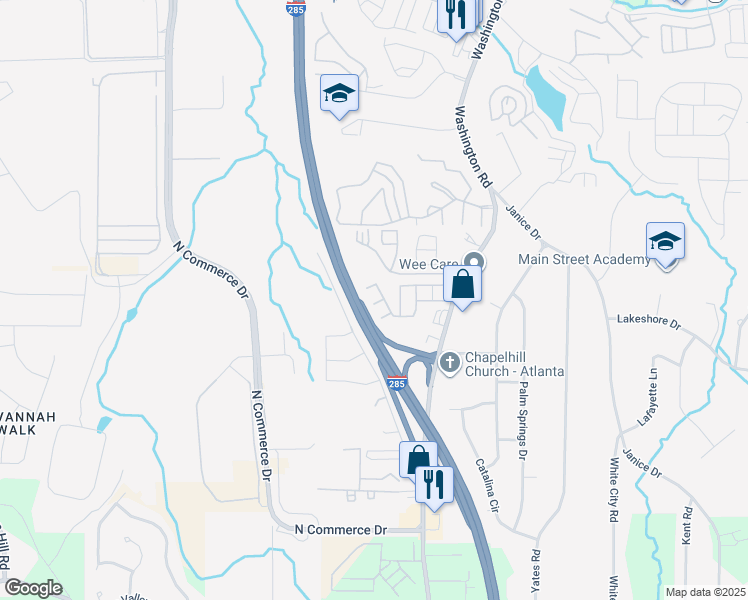map of restaurants, bars, coffee shops, grocery stores, and more near 4130 High Park Lane in East Point
