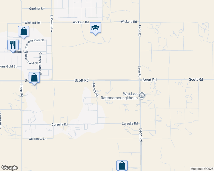 map of restaurants, bars, coffee shops, grocery stores, and more near Scott Road in Menifee