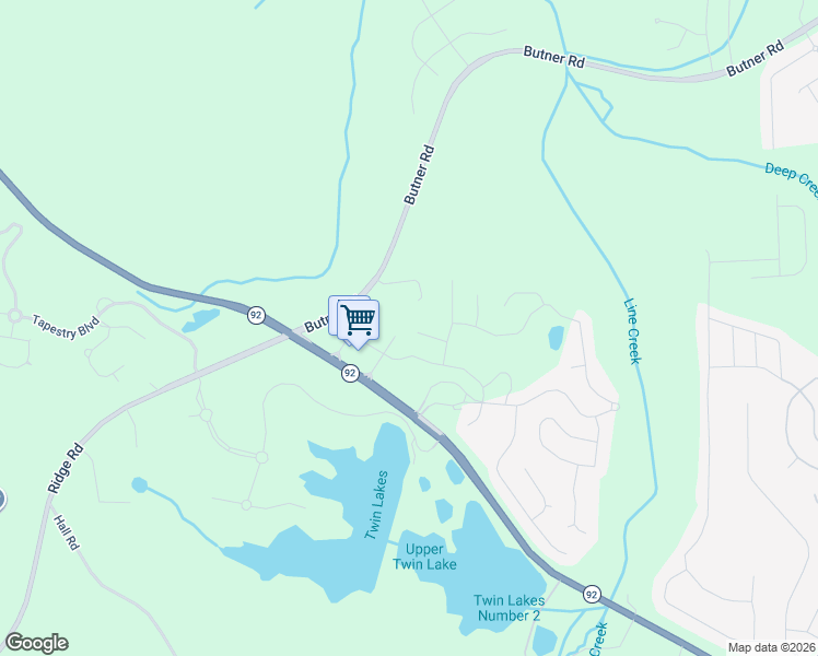 map of restaurants, bars, coffee shops, grocery stores, and more near 7555 Springbox Drive in Fairburn