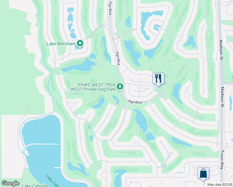map of restaurants, bars, coffee shops, grocery stores, and more near 79955 Double Eagle Way in La Quinta