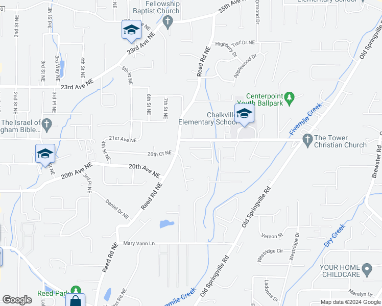 map of restaurants, bars, coffee shops, grocery stores, and more near 624 Cresap Circle Northeast in Birmingham