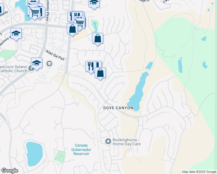 map of restaurants, bars, coffee shops, grocery stores, and more near 2 Muirfield in Rancho Santa Margarita