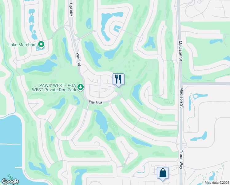 map of restaurants, bars, coffee shops, grocery stores, and more near 80481 Platinum Way in La Quinta