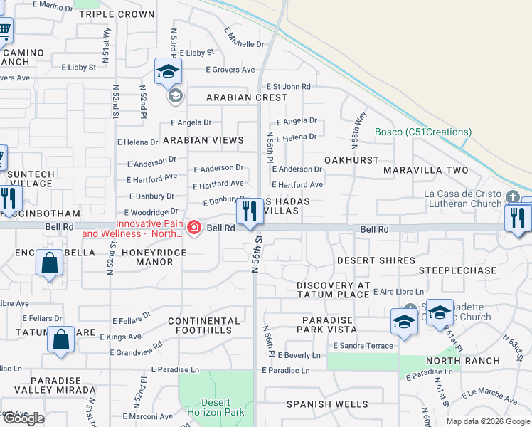 map of restaurants, bars, coffee shops, grocery stores, and more near in Phoenix