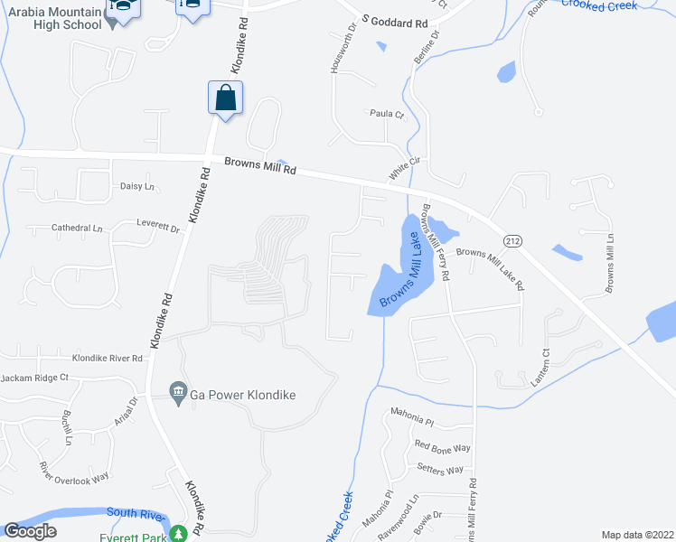 map of restaurants, bars, coffee shops, grocery stores, and more near 6566 Chestnut Oaks Ridge in Lithonia