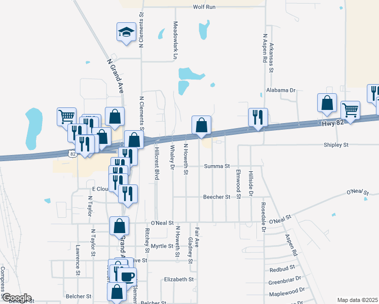map of restaurants, bars, coffee shops, grocery stores, and more near 1302 North Howeth Street in Gainesville