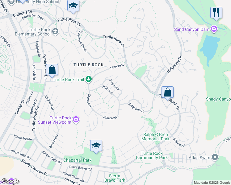 map of restaurants, bars, coffee shops, grocery stores, and more near in Irvine