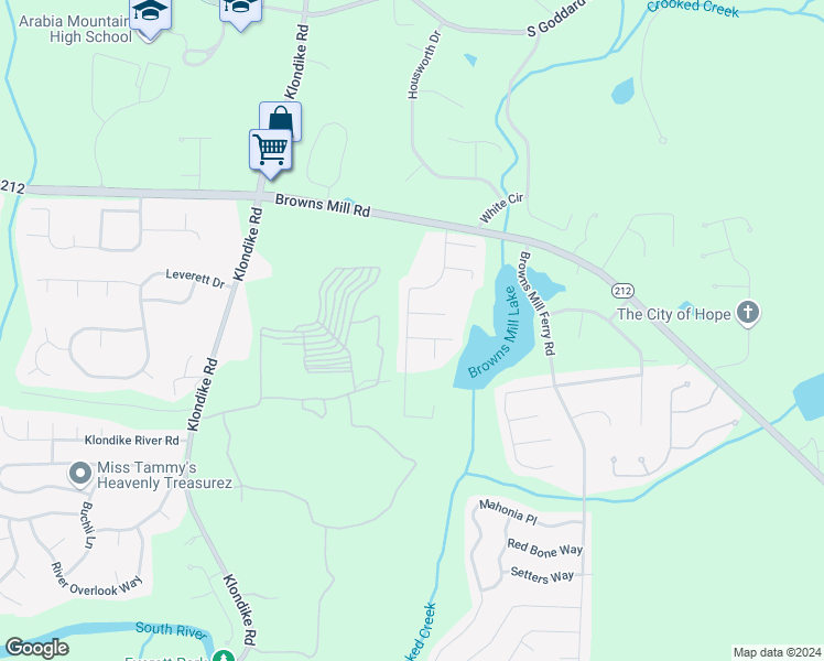 map of restaurants, bars, coffee shops, grocery stores, and more near 6560 Chestnut Oaks Ridge in Lithonia