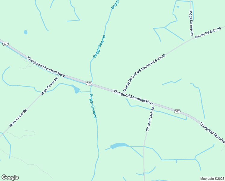 map of restaurants, bars, coffee shops, grocery stores, and more near 2900-2998 Thurgood Marshall Highway in Kingstree