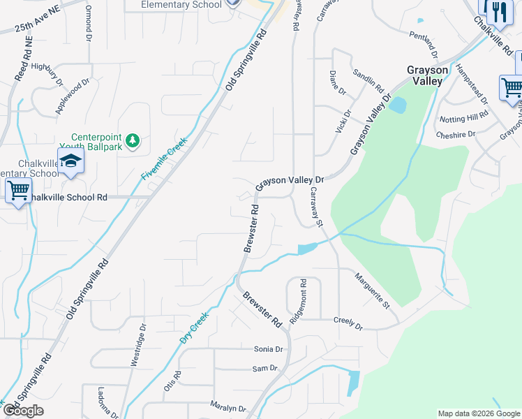 map of restaurants, bars, coffee shops, grocery stores, and more near 2030 Brewster Road in Birmingham
