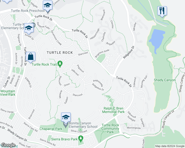 map of restaurants, bars, coffee shops, grocery stores, and more near 17 Sunpeak in Irvine