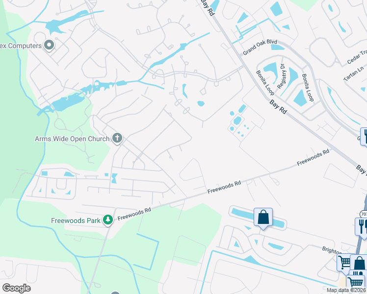 map of restaurants, bars, coffee shops, grocery stores, and more near 201 Prestwick Road in Myrtle Beach