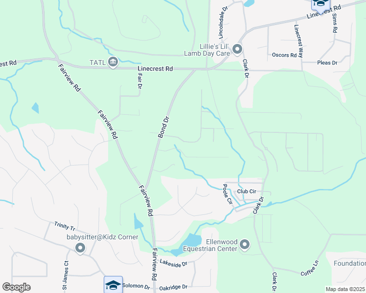 map of restaurants, bars, coffee shops, grocery stores, and more near 104 Amelia Way in Ellenwood